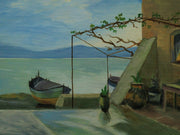 Whimsical Geology, Vintage oil painting by E Harper