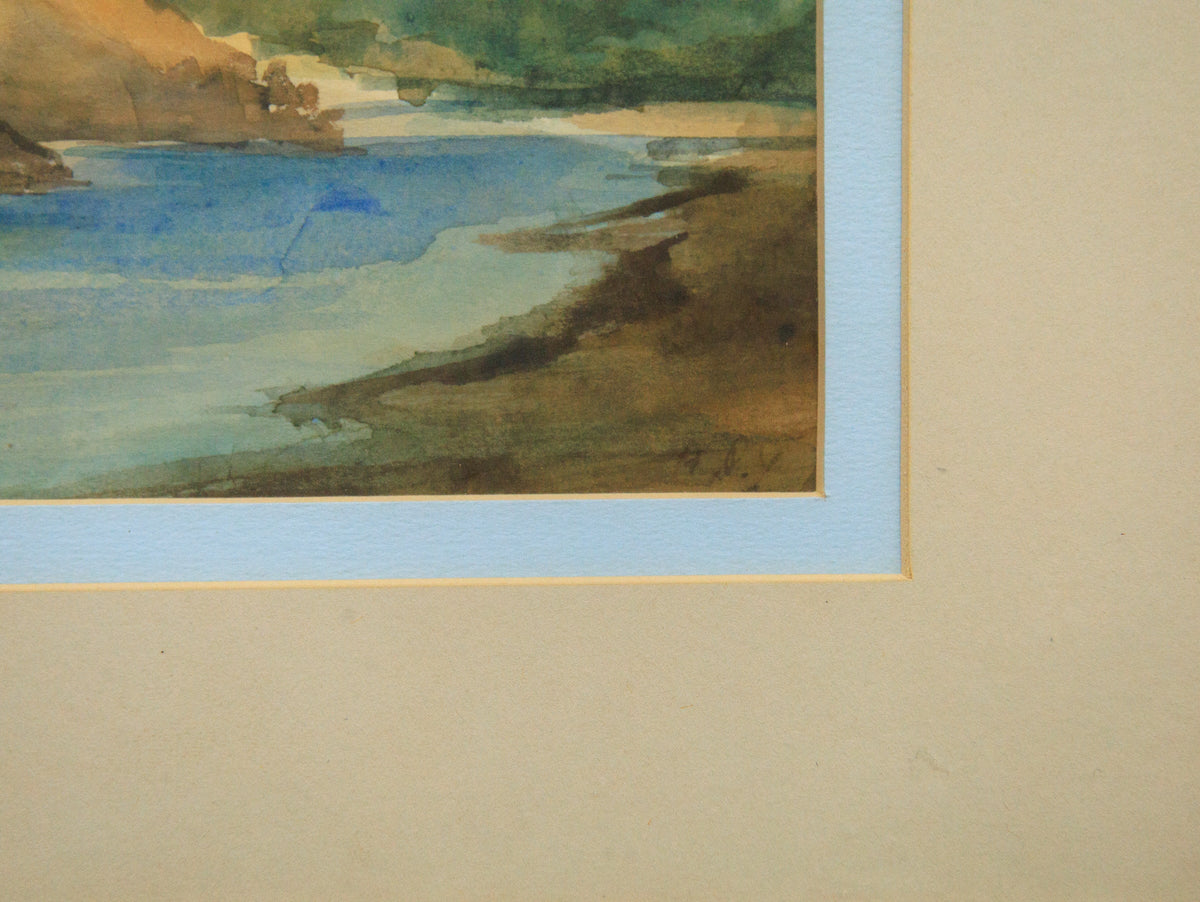 Vintage Watercolor Landscape Mid-20th Century