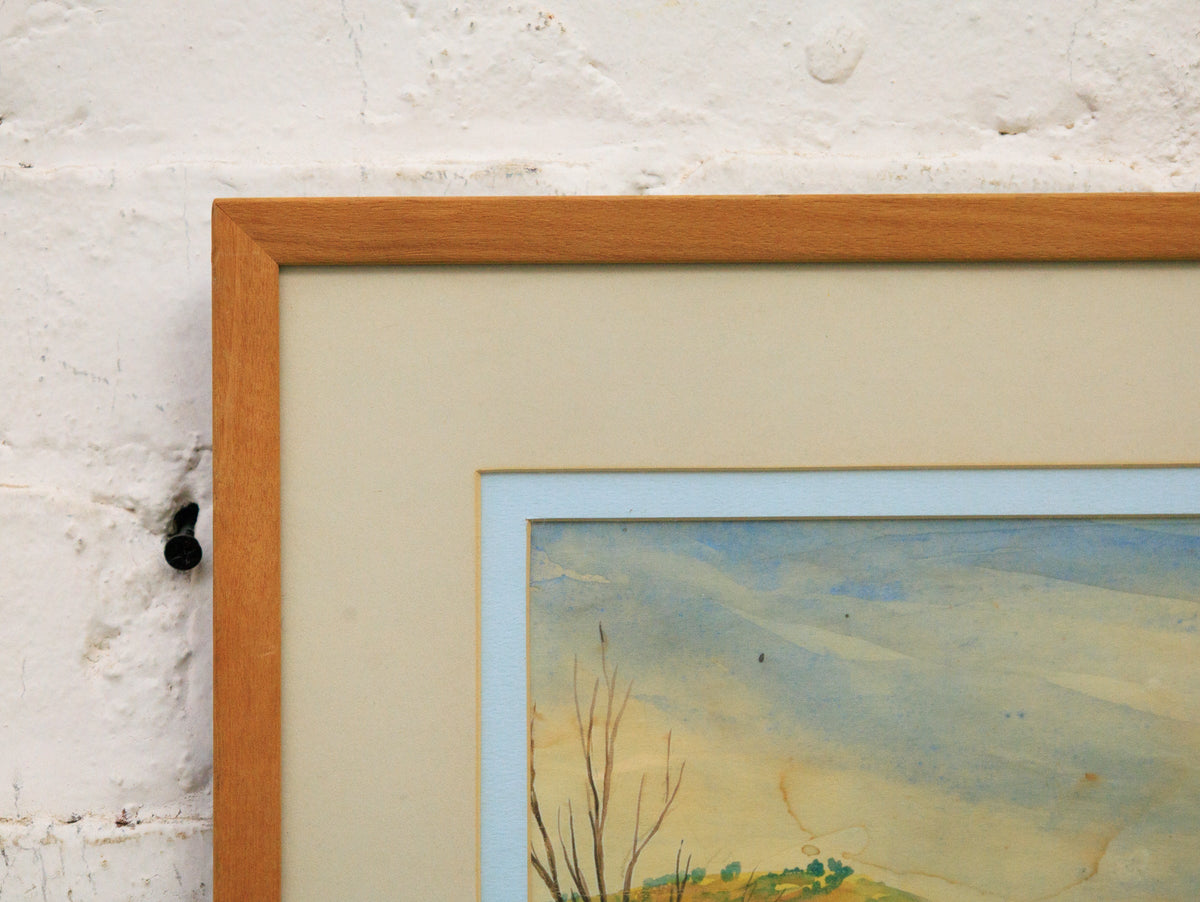 Vintage Watercolor Landscape Mid-20th Century