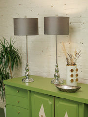 Pair of Sculptural Chrome Modernist Lamps