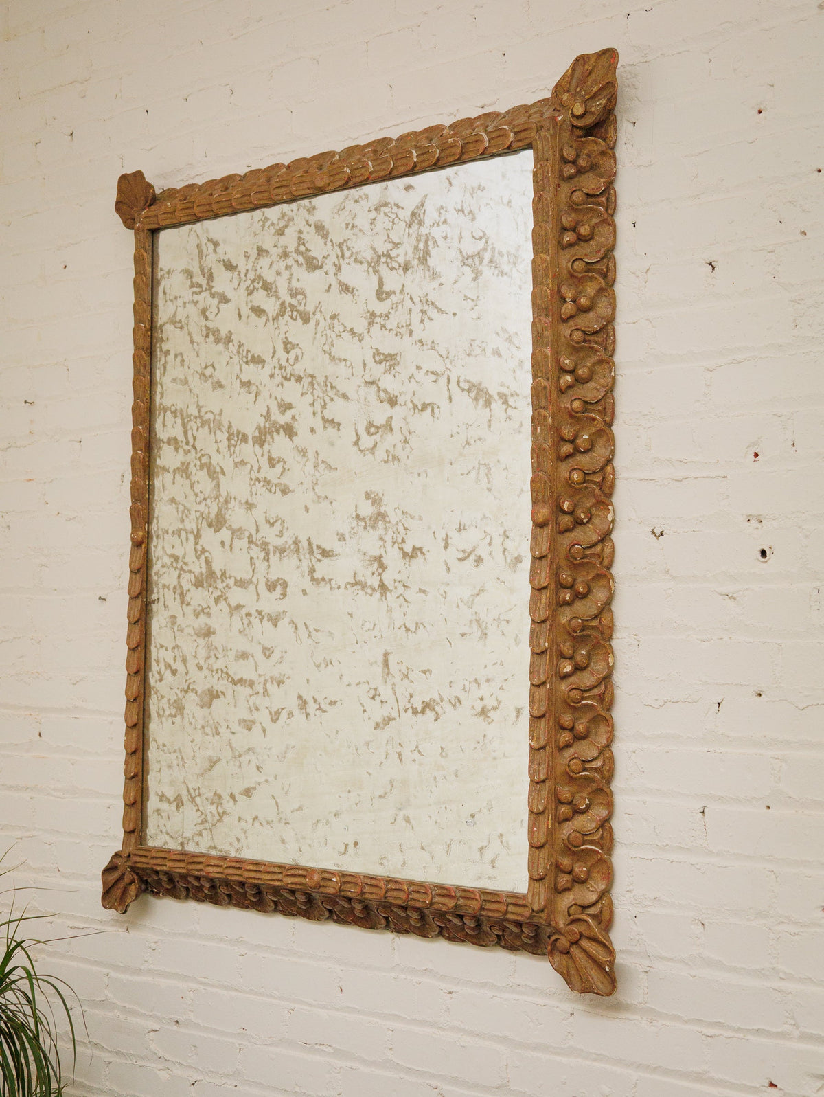 Neoclassical Vintage mirror with distressing on mirror