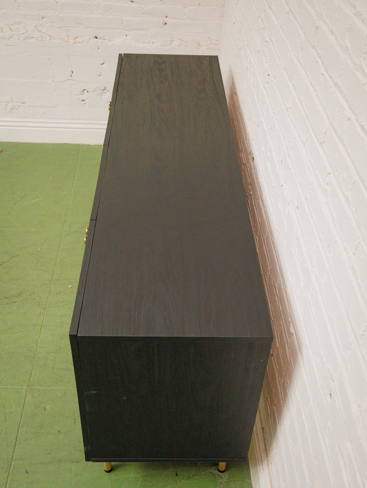 Black and Rattan Credenza