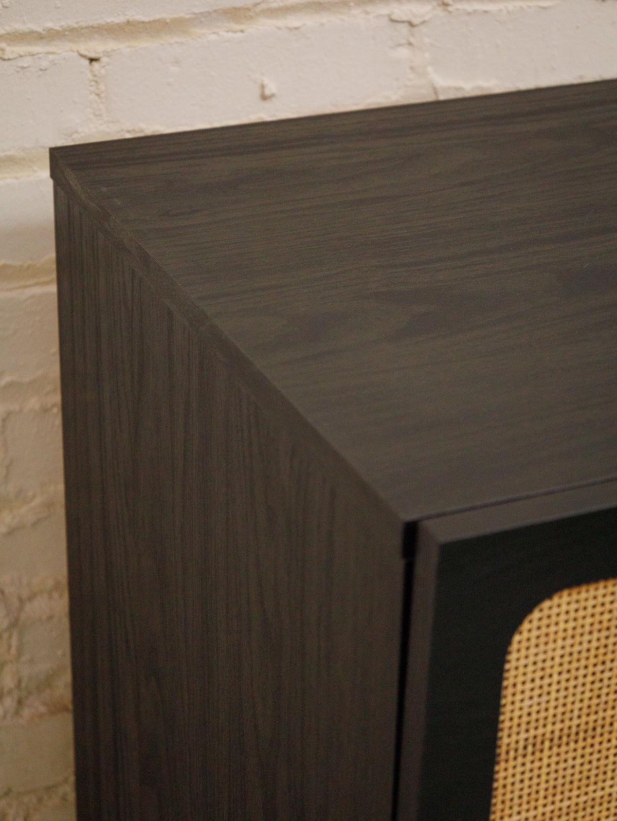 Black and Rattan Credenza