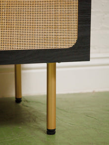 Black and Rattan Credenza