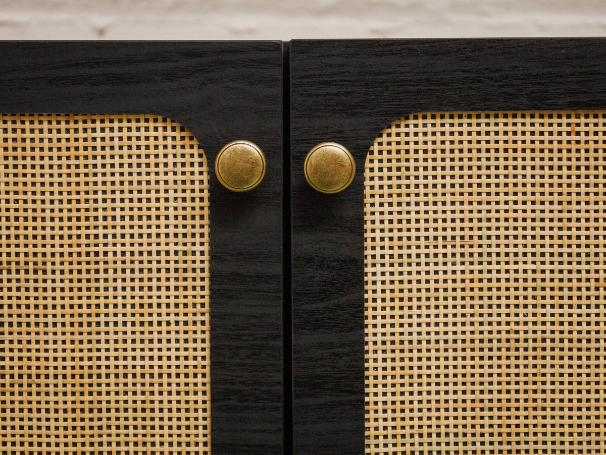 Black and Rattan Credenza
