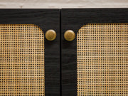 Black and Rattan Credenza