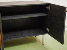 Black and Rattan Credenza