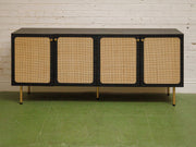 Black and Rattan Credenza