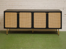 Black and Rattan Credenza