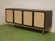 Black and Rattan Credenza