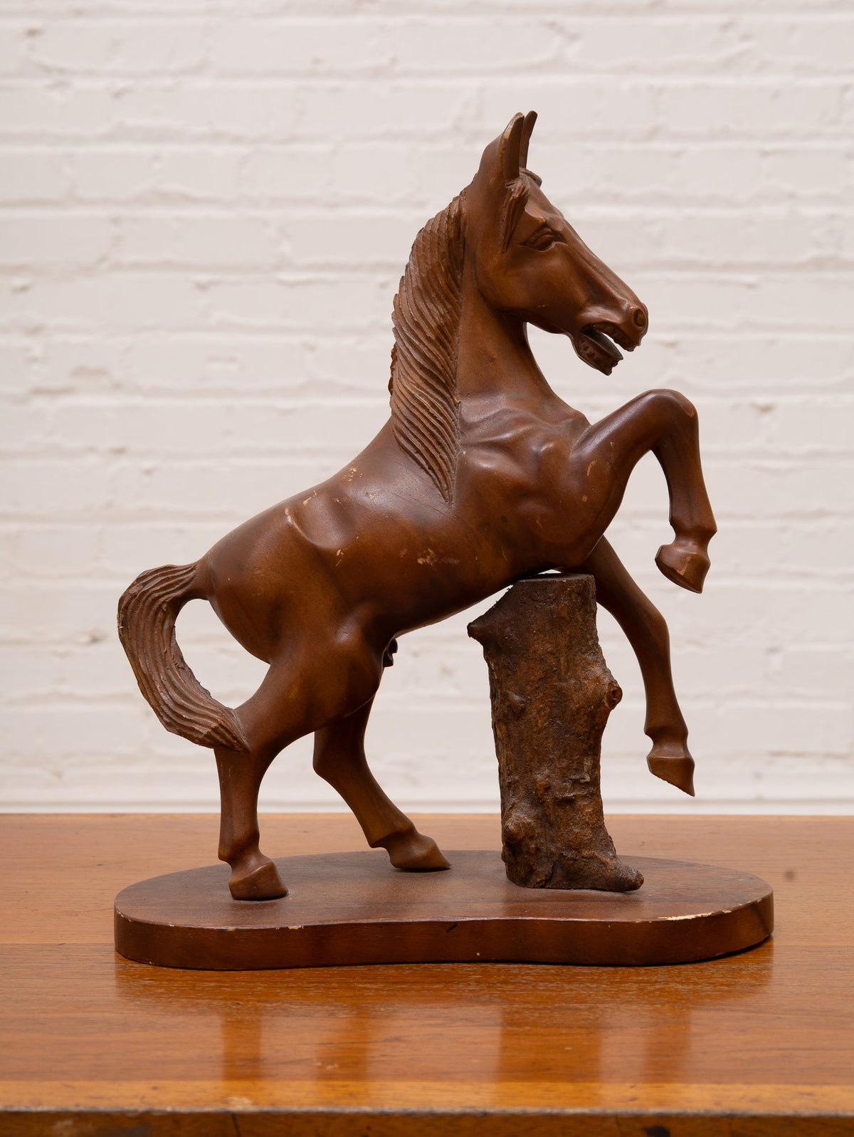 HUGE Hand Carved Wooden HORSE Sculpture Vintage Folk Art