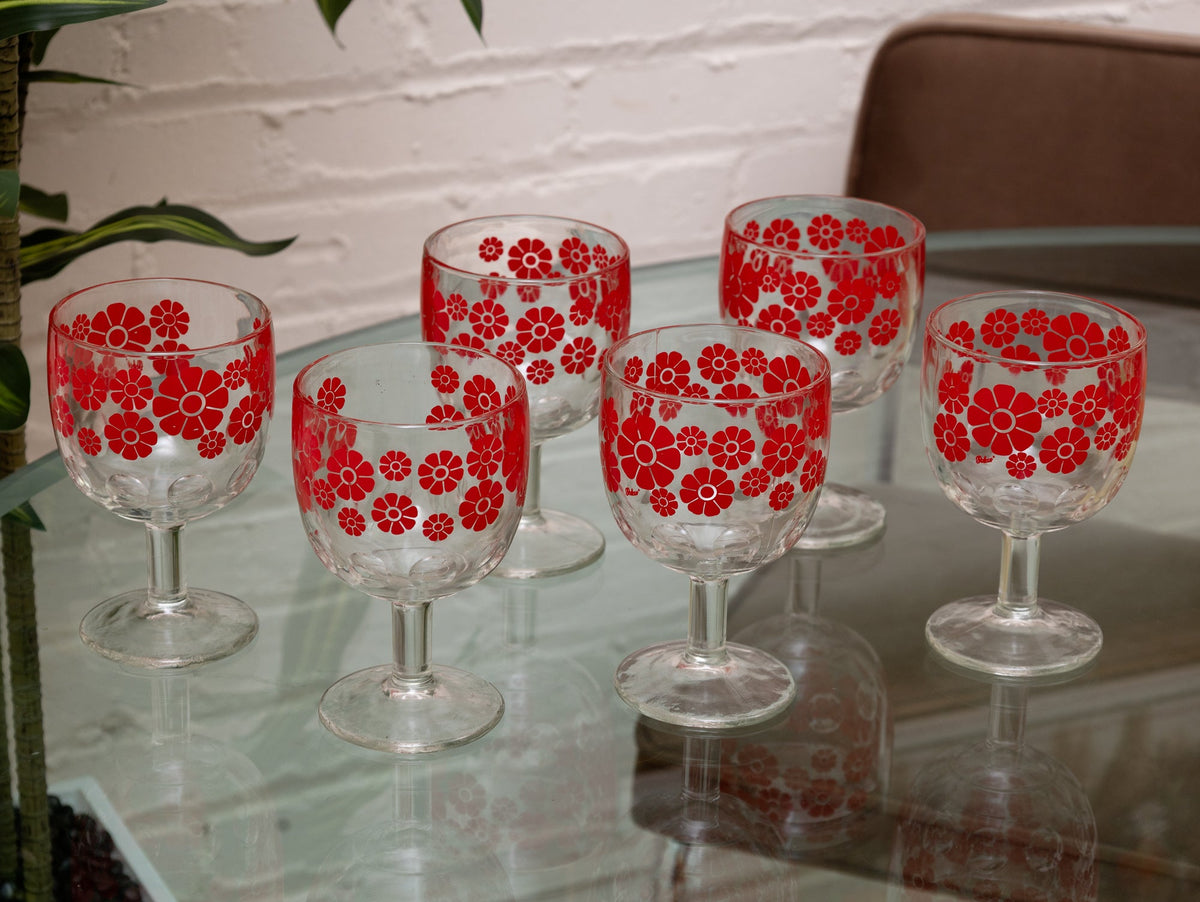 Red Flower Margarita Glass