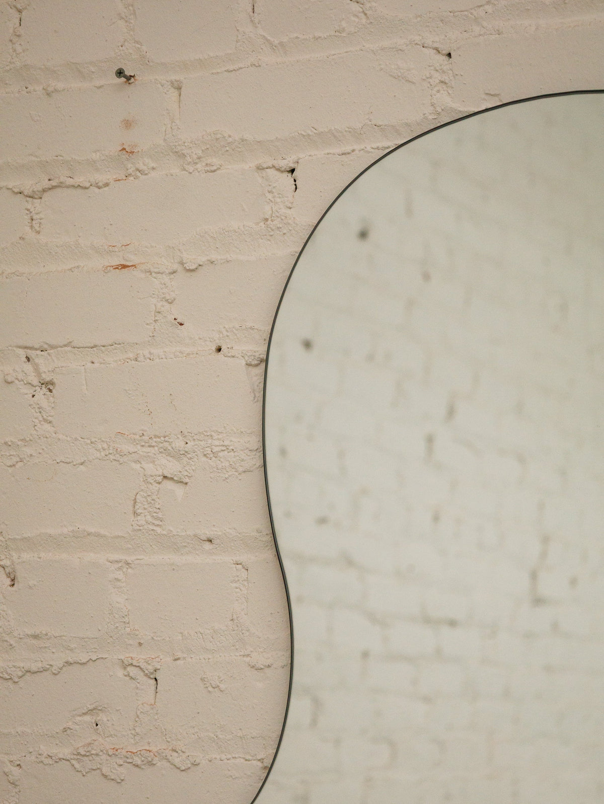 Huge Amoebic black shape mirror sleek black frame
